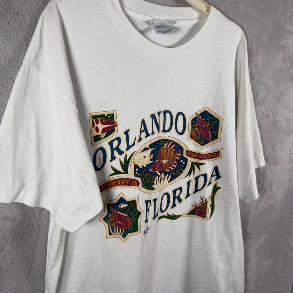 Vintage 1995 Orlando‎ Florida Underwater Paradise T Shirt Hanes Single Stitch L